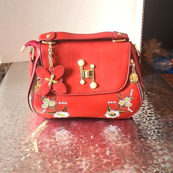 Handbags - RED FLOWER PURSE